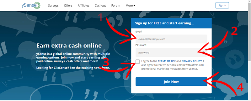 create a free ySense Account to get earning games