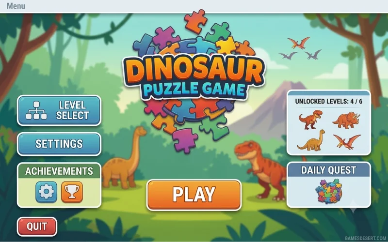 dinosaur puzzle menu
