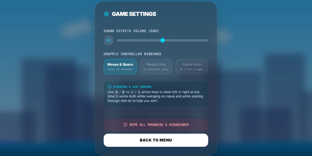 game setting screen