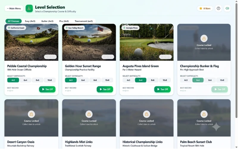 golf puzzle game level selection