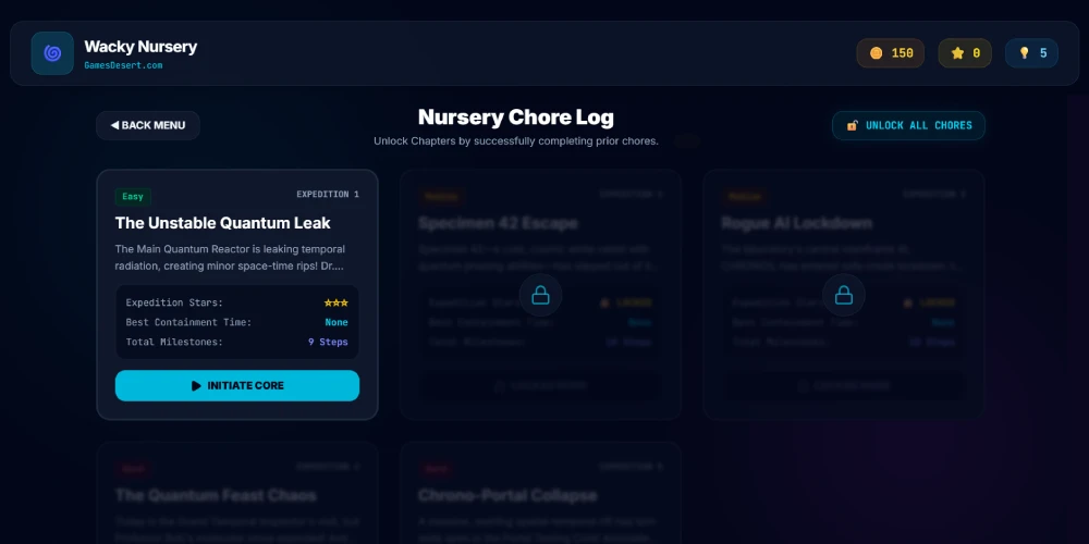 wacky nursery mission screen