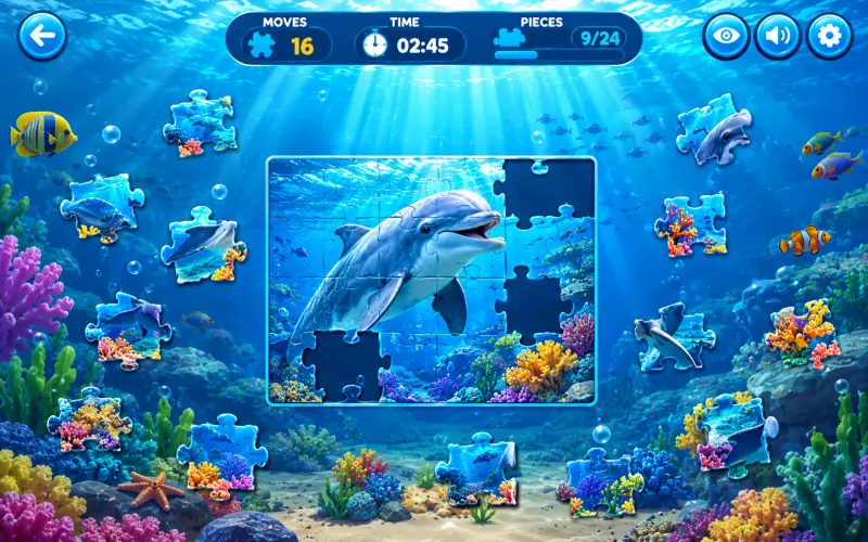 ocean animals jigsaw gameplay